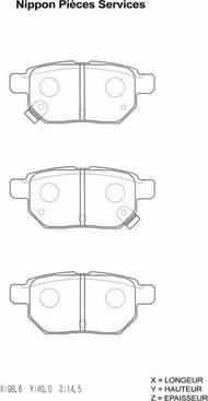 NPS T361A34 - Комплект спирачно феродо, дискови спирачки vvparts.bg