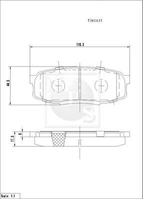 NPS T361A35 - Комплект спирачно феродо, дискови спирачки vvparts.bg