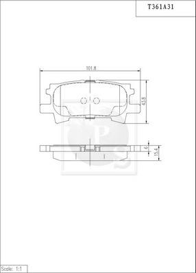 NPS T361A31 - Комплект спирачно феродо, дискови спирачки vvparts.bg