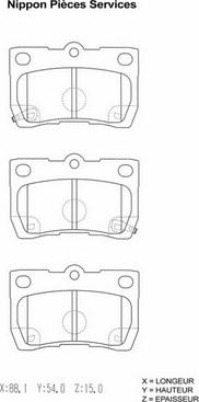 NPS T361A32 - Комплект спирачно феродо, дискови спирачки vvparts.bg