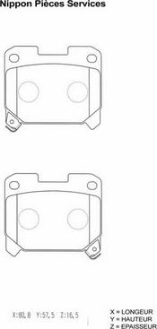 NPS T361A22 - Комплект спирачно феродо, дискови спирачки vvparts.bg