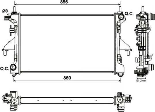 NRF 54204A - Радиатор, охлаждане на двигателя vvparts.bg