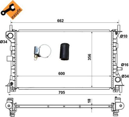 NRF 509615 - Радиатор, охлаждане на двигателя vvparts.bg