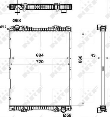 NRF 509743 - Радиатор, охлаждане на двигателя vvparts.bg