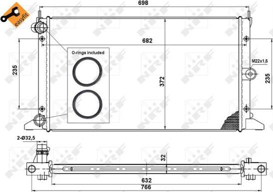 NRF 50592 - Радиатор, охлаждане на двигателя vvparts.bg