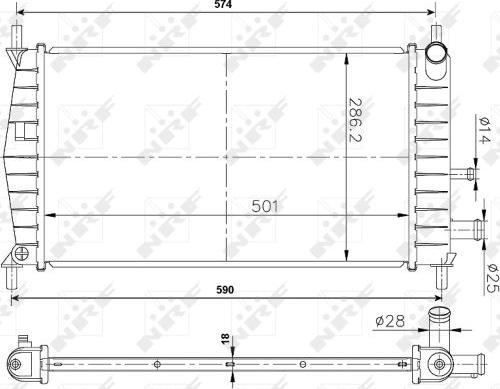 NRF 50131A - Радиатор, охлаждане на двигателя vvparts.bg