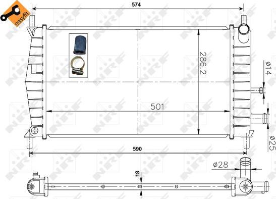 NRF 50131 - Радиатор, охлаждане на двигателя vvparts.bg