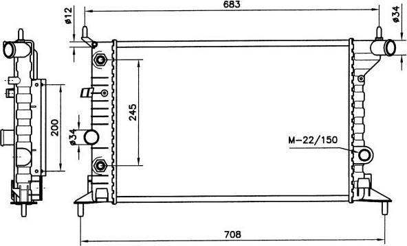 NRF 519516 - Радиатор, охлаждане на двигателя vvparts.bg