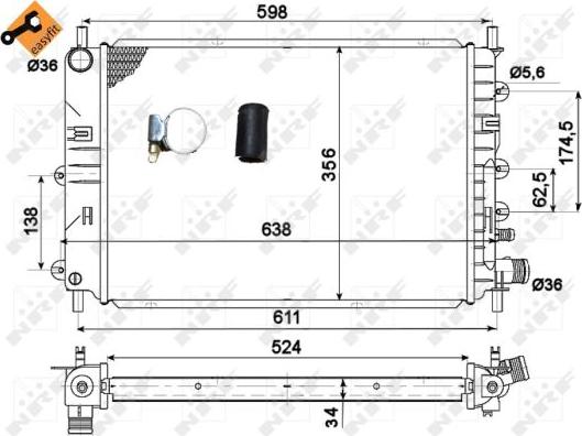 NRF 514436 - Радиатор, охлаждане на двигателя vvparts.bg