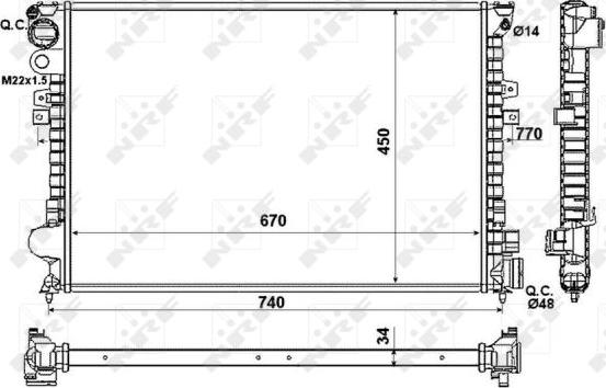 NRF 58993 - Радиатор, охлаждане на двигателя vvparts.bg