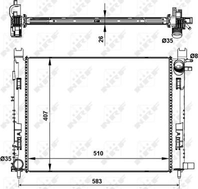 NRF 58443 - Радиатор, охлаждане на двигателя vvparts.bg