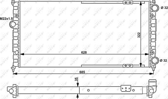 NRF 58095 - Радиатор, охлаждане на двигателя vvparts.bg