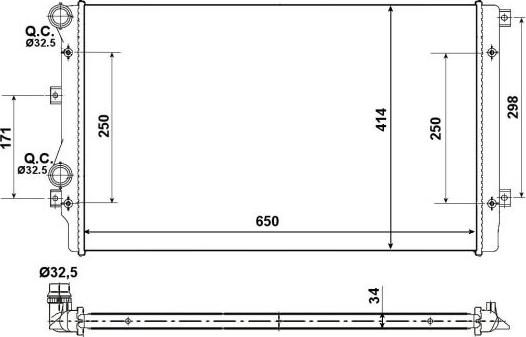 NRF 53406A - Радиатор, охлаждане на двигателя vvparts.bg