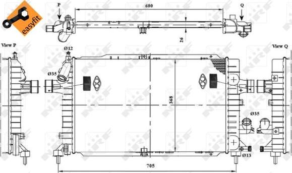 NRF 53415 - Радиатор, охлаждане на двигателя vvparts.bg