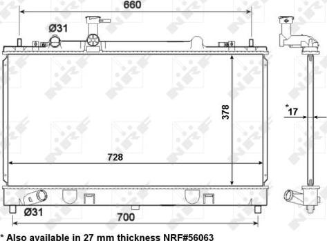 NRF 53412 - Радиатор, охлаждане на двигателя vvparts.bg