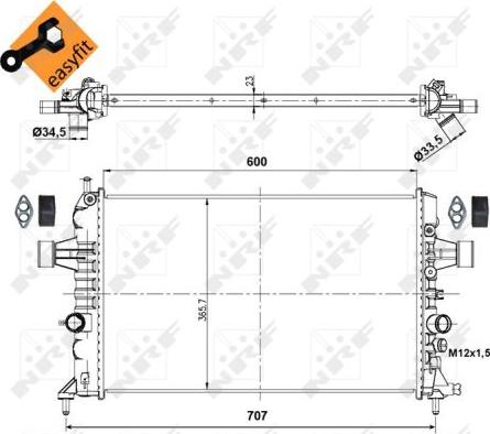 NRF 53000 - Радиатор, охлаждане на двигателя vvparts.bg