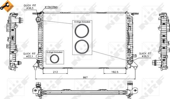 NRF 53719 - Радиатор, охлаждане на двигателя vvparts.bg