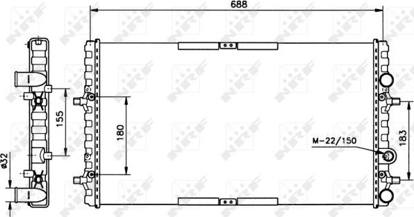 NRF 52160 - Радиатор, охлаждане на двигателя vvparts.bg