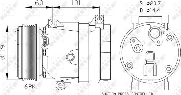 NRF 32102 - Компресор, климатизация vvparts.bg