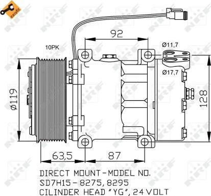 NRF 32705 - Компресор, климатизация vvparts.bg