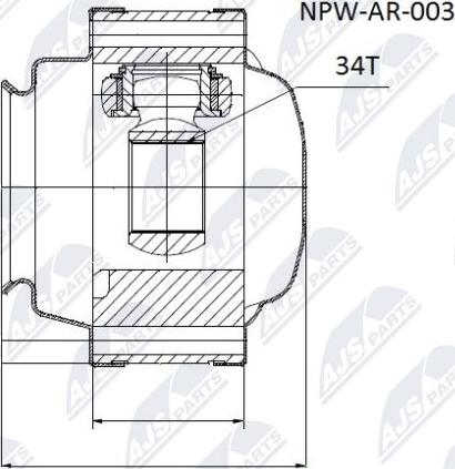 NTY NPW-AR-003 - Каре комплект, полуоска vvparts.bg