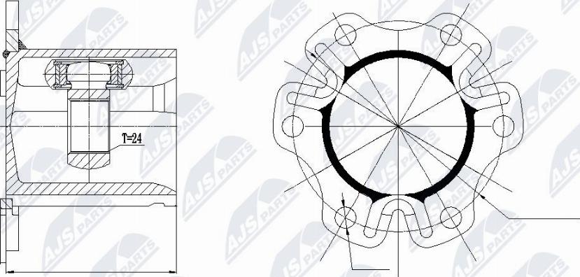 NTY NPW-AU-003 - Каре комплект, полуоска vvparts.bg