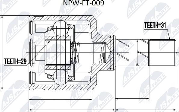 NTY NPW-FT-009 - Каре комплект, полуоска vvparts.bg