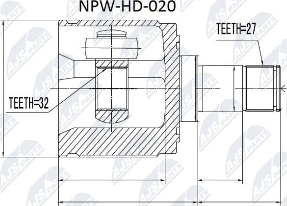 NTY NPW-HD-020 - Каре комплект, полуоска vvparts.bg