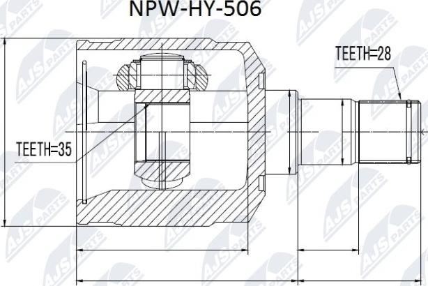 NTY NPW-HY-506 - Каре комплект, полуоска vvparts.bg