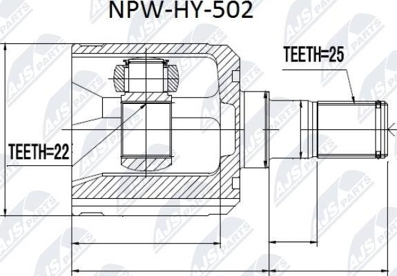 NTY NPW-HY-502 - Каре комплект, полуоска vvparts.bg