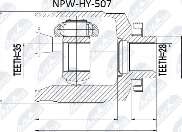 NTY NPW-HY-507 - Каре комплект, полуоска vvparts.bg