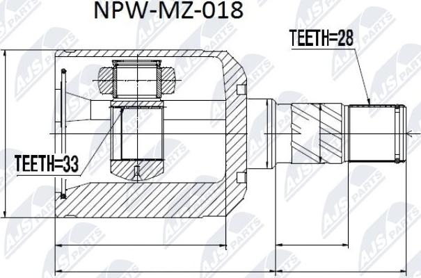 NTY NPW-MZ-018 - Каре комплект, полуоска vvparts.bg