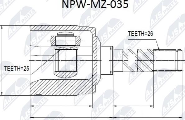 NTY NPW-MZ-035 - Каре комплект, полуоска vvparts.bg