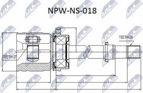 NTY NPW-NS-018 - Каре комплект, полуоска vvparts.bg