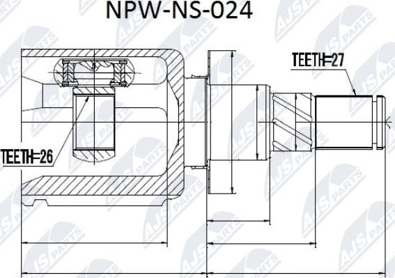 NTY NPW-NS-024 - Каре комплект, полуоска vvparts.bg