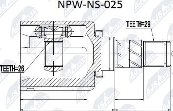 NTY NPW-NS-025 - Каре комплект, полуоска vvparts.bg