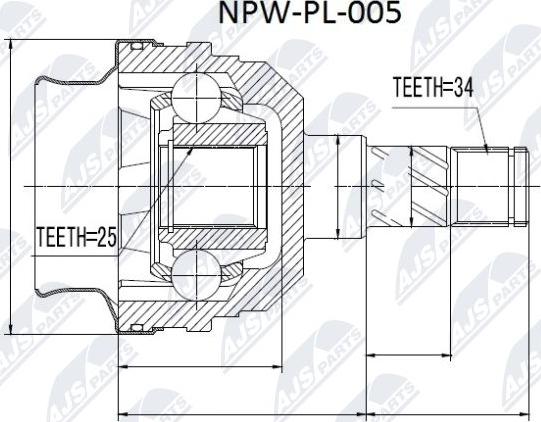 NTY NPW-PL-005 - Каре комплект, полуоска vvparts.bg