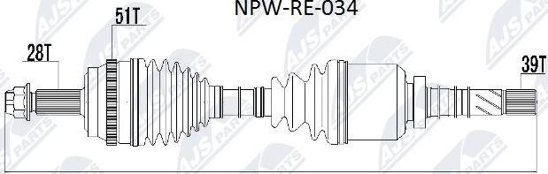 NTY NPW-RE-034 - Полуоска vvparts.bg