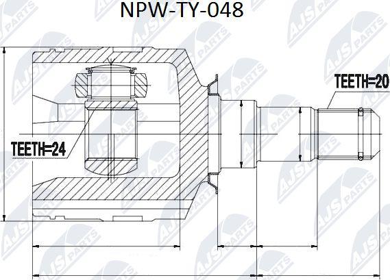NTY NPW-TY-048 - Каре комплект, полуоска vvparts.bg