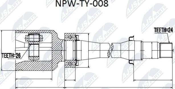 NTY NPW-TY-008 - Каре комплект, полуоска vvparts.bg