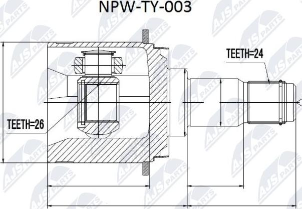 NTY NPW-TY-003 - Каре комплект, полуоска vvparts.bg