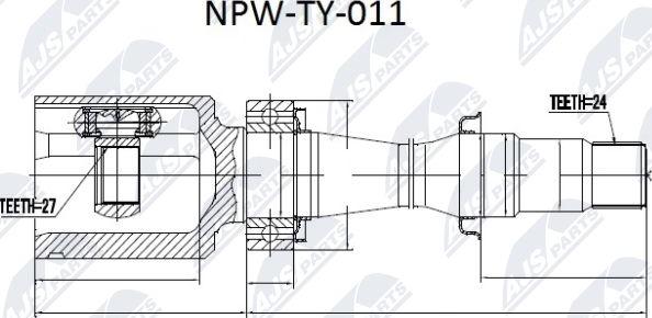 NTY NPW-TY-011 - Каре комплект, полуоска vvparts.bg