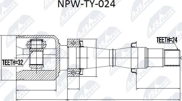 NTY NPW-TY-024 - Каре комплект, полуоска vvparts.bg