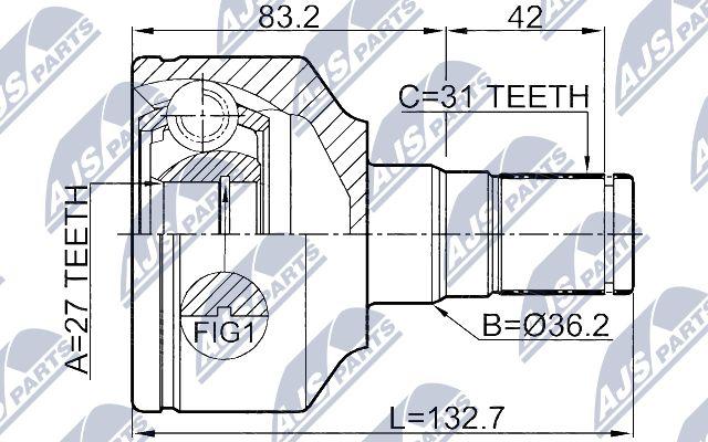 NTY NPW-VV-014 - Каре комплект, полуоска vvparts.bg