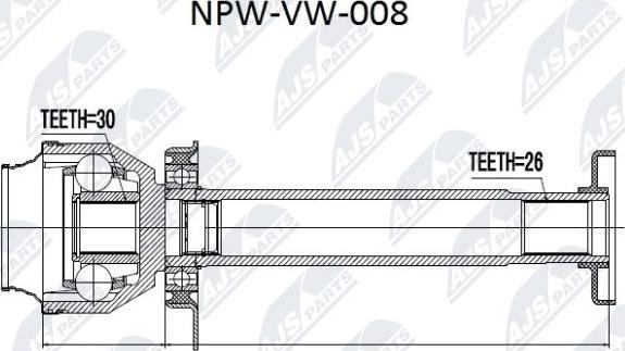 NTY NPW-VW-008 - Каре комплект, полуоска vvparts.bg