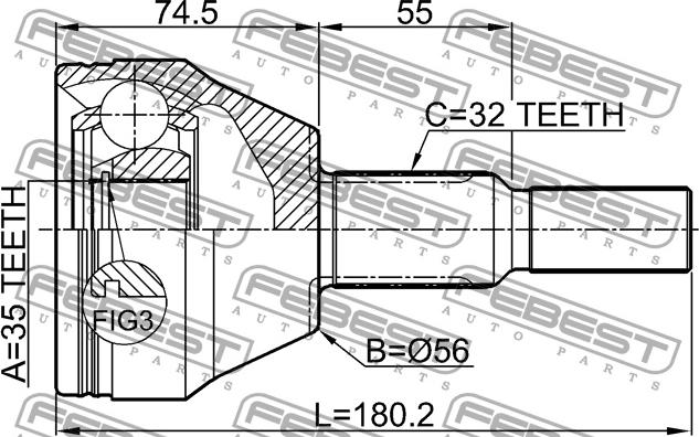 NTY NPZ-CH-028 - Каре комплект, полуоска vvparts.bg