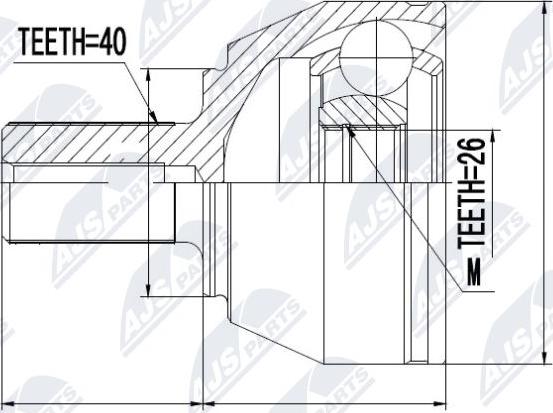 NTY NPZ-FR-040 - Каре комплект, полуоска vvparts.bg