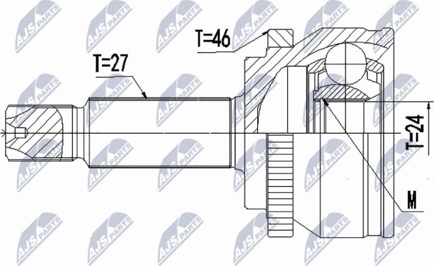 NTY NPZ-HY-557 - Каре комплект, полуоска vvparts.bg