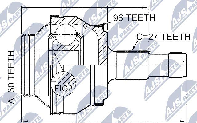 NTY NPZ-ME-020 - Каре комплект, полуоска vvparts.bg