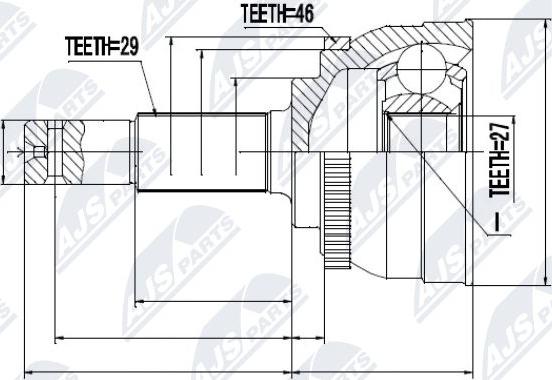 NTY NPZ-NS-046 - Каре комплект, полуоска vvparts.bg